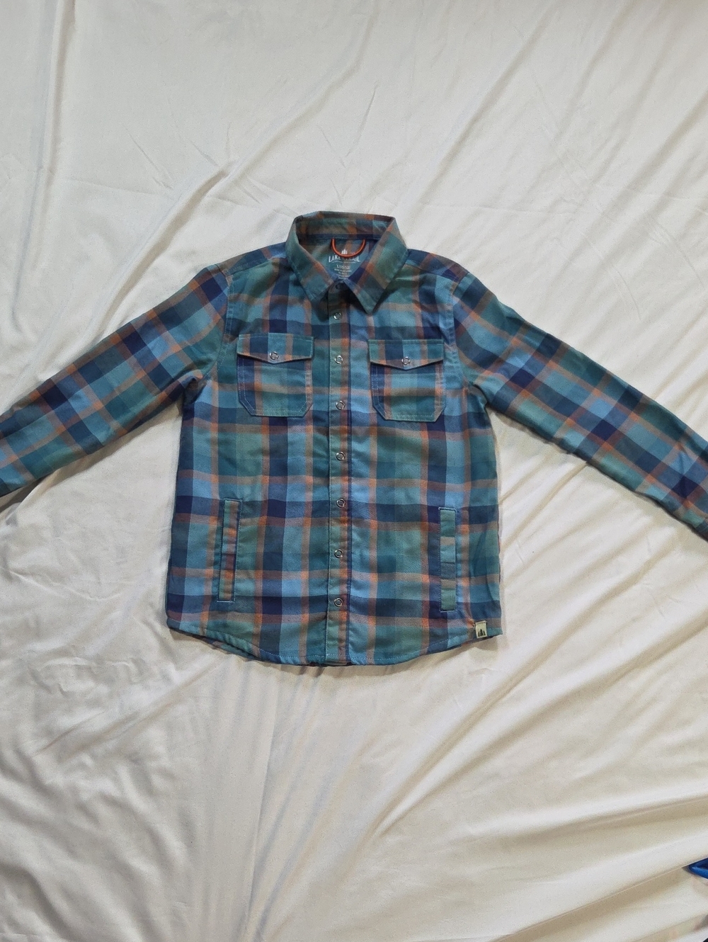 Lake & Trail Plaid Button-Up Shirt in Teal, Blue & Rust